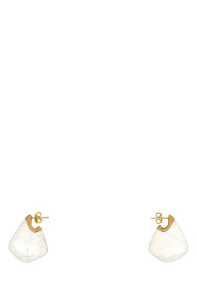 Bottega Veneta Ceramic And Silver Small Finn Earrings In Orange