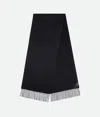 Bottega Veneta Cashmere Scarf With Leather Patch In Blue