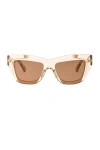 Bottega Veneta Square Sunglasses In Transparent Nude