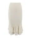 Bottega Veneta 2 In 1 Cotton Blend Skirt With Floral Embroidery In White