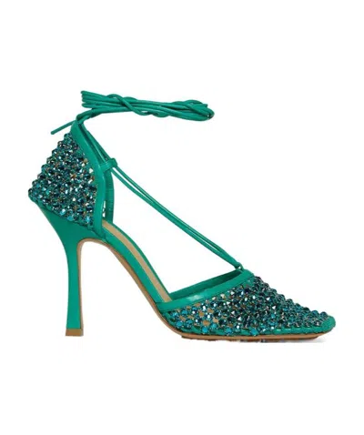 Bottega Veneta Elastic Strap Sandals With High Heels In Green
