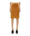 Bottega Veneta Fringed Hem Lurex Ribbed Midi Skirt In Brown