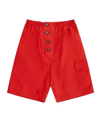 Bottega Veneta Elastic Waist Shorts In Red