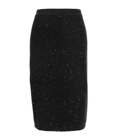 Bottega Veneta Women Midi Wool Skirt In Black