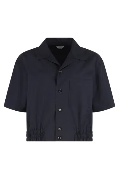 Bottega Veneta Elasticated Hem Wool Shirt For Women In Blue