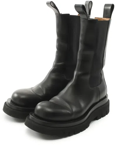 Pre-owned Bottega Veneta Elasticated-panels Platform Boots In Black