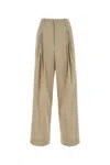 Bottega Veneta Beige High-waisted Pants With Pinces In Cotton Woman In Beige O Tan