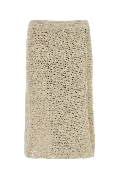 Bottega Veneta Elegant Cotton Wrap Skirt In Ecru For Women In Beige