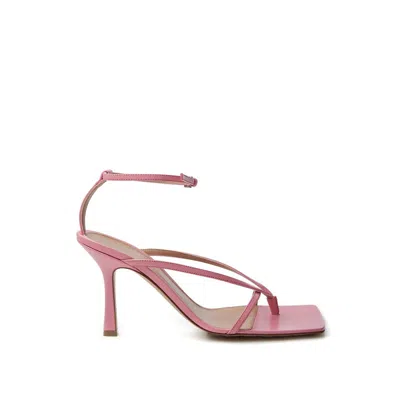 Bottega Veneta Elegant Pink Leather Sandals For Sophisticated Style