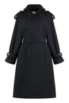 Bottega Veneta Gabardine Trench Coat In Navy