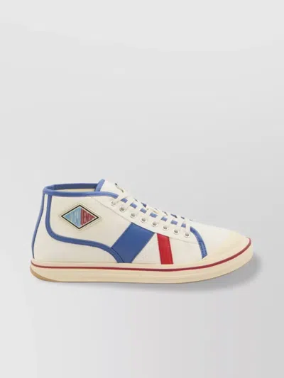 BOTTEGA VENETA ELIOT LEATHER SNEAKERS BLUE RED INSERTS