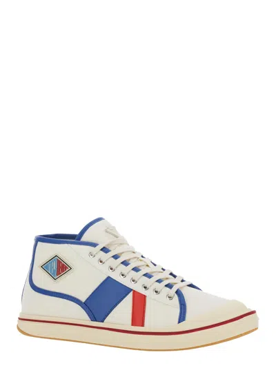 BOTTEGA VENETA ELIOT MULTICOLOR SNEAKERS WITH LOGO LABEL ON THE SIDE AND LEATHER INSERTS IN COTTON AND LEATHER BLEN