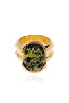 Bottega Veneta Small Ellipse Ceramic Ring In Gold