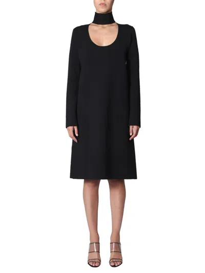 Bottega Veneta Embellished Gathered Jersey Midi Dress In Black