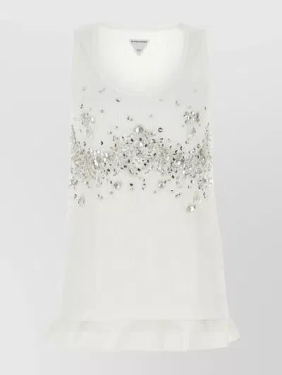 BOTTEGA VENETA EMBELLISHED LAYERED HEM SLEEVELESS TOP
