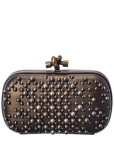 Bottega Veneta Embellished Leather Knot Clutch In Gold