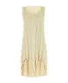 Bottega Veneta Embellished Pleated Mini Dress In Neutral