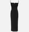 Bottega Veneta Matte Crepe Jersey Midi Dress With Embellished Hardware Straps In Black