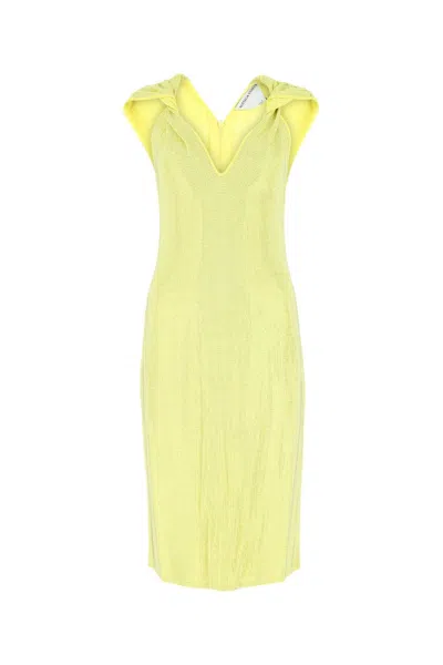 Bottega Veneta Embellished Stretch Viscose Blend Dress In Yellow