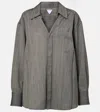 Bottega Veneta Embellished Striped Wool Shirt In Vulcano/bean Melange