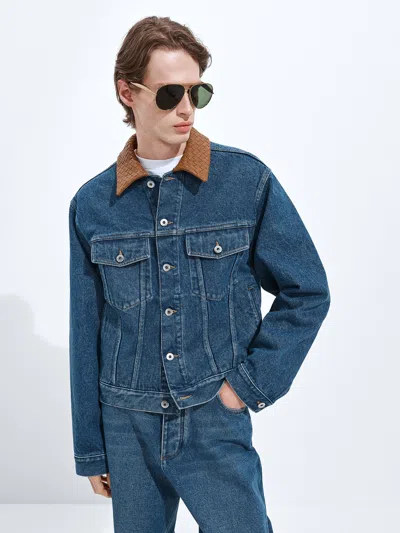 Bottega Veneta Denim Jacket Front Pockets Long Sleeves Collar In Blue