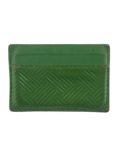 Pre-owned Bottega Veneta Embossed Leather Card Holder In Green