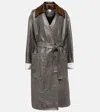Bottega Veneta Embossed Leather Coat In Grey