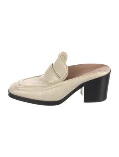 Pre-owned Bottega Veneta Embossed Leather Mules In Neutral