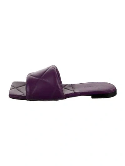 Pre-owned Bottega Veneta Embossed Leather Slides In Purple