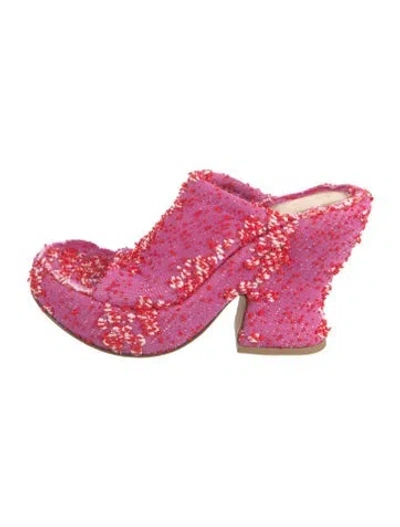 Pre-owned Bottega Veneta Embroidered Accent Slides In Pink