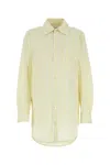 Bottega Veneta Striped Embroidery Oversize Shirt With Hemline Slit In Kaki