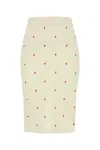 Bottega Veneta Womens Matches Embroidered Fine-knit Cotton-blend Midi Skirt Chalk-vernis In Chalkvernis