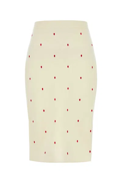 Bottega Veneta Embroidered Cotton Blend Skirt In Chalkvernis