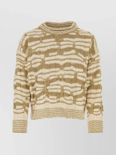 Bottega Veneta Beige Embroidered Cotton Blend Sweater In Multi