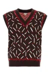 Bottega Veneta Men Brown Jacquard Vest With Matchstick Pattern In Brown