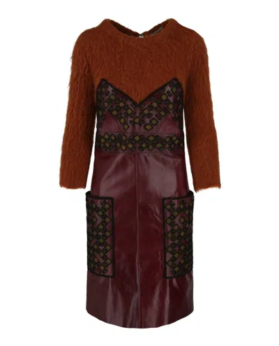 Bottega Veneta Embroidered Leather Sweater Dress