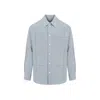 BOTTEGA VENETA EMBROIDERED LIGHT BLUE VISCOSE-SILK SHIRT