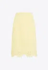 Bottega Veneta Embroidered Midi Skirt In Chalk Banana