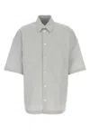 Bottega Veneta Embroidered Poplin Shirt With Drop Shoulders In Greywhite