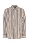 Bottega Veneta Knot-button Striped Cotton Button-down Shirt In Multi