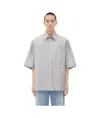 Bottega Veneta Embroidered Poplin Shirt With Drop Shoulders In Gray