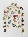 Bottega Veneta Embroidered Stretch Wool Blend Sweater With High Neck