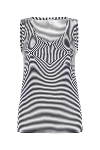 Bottega Veneta Embroidered Striped Viscose Tank Top In Stripped