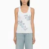 Bottega Veneta Ribbed Cotton Tank Top With Beaded Embroidery In Multicolour