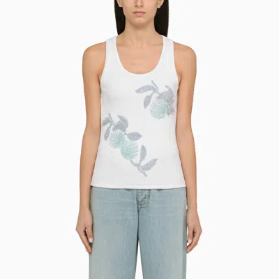 BOTTEGA VENETA WHITE STRETCH COTTON TANK TOP