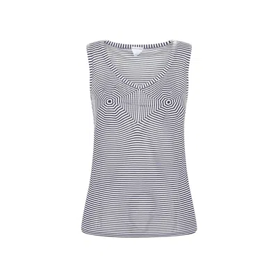 Bottega Veneta Striped Tank Top In Navy