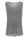 Bottega Veneta Striped Bustier Viscose Knit Tank Top In Navy, White
