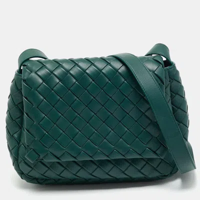 Pre-owned Bottega Veneta Emerald Green Intrecciato Leather Cobble Crossbody Bag
