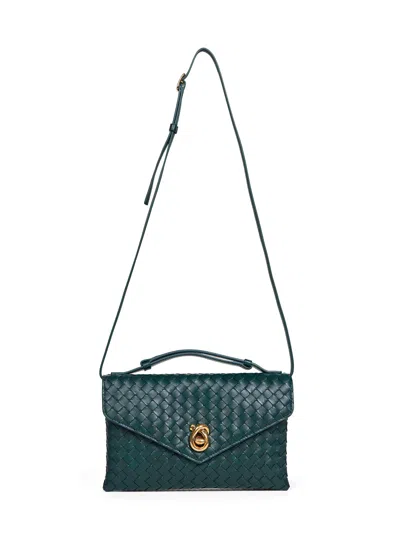Bottega Veneta Emerald Green Knot Lock Crossbody Bag