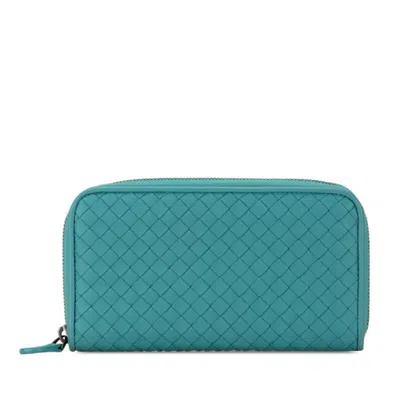 Pre-owned Bottega Veneta Emerald Green Leather Long Wallet (bi-fold) ()